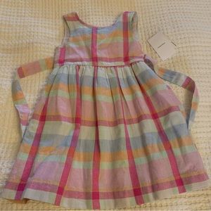 Girls Plaid Linen Dress NWT